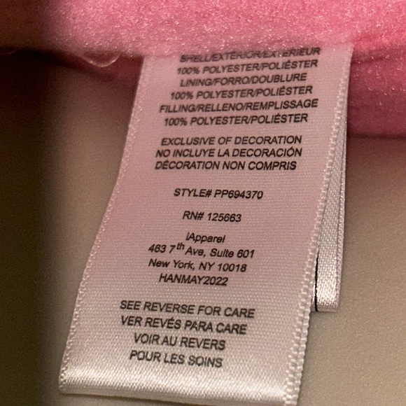 Coat NWT size 12M pink platinum brand white w/ rainbow pink inner warm lining - Picture 5 of 8